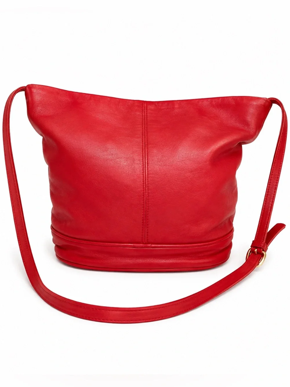 Rare 1970s Etra Red Leather Bucket Bag Crossbody Vintage Purse